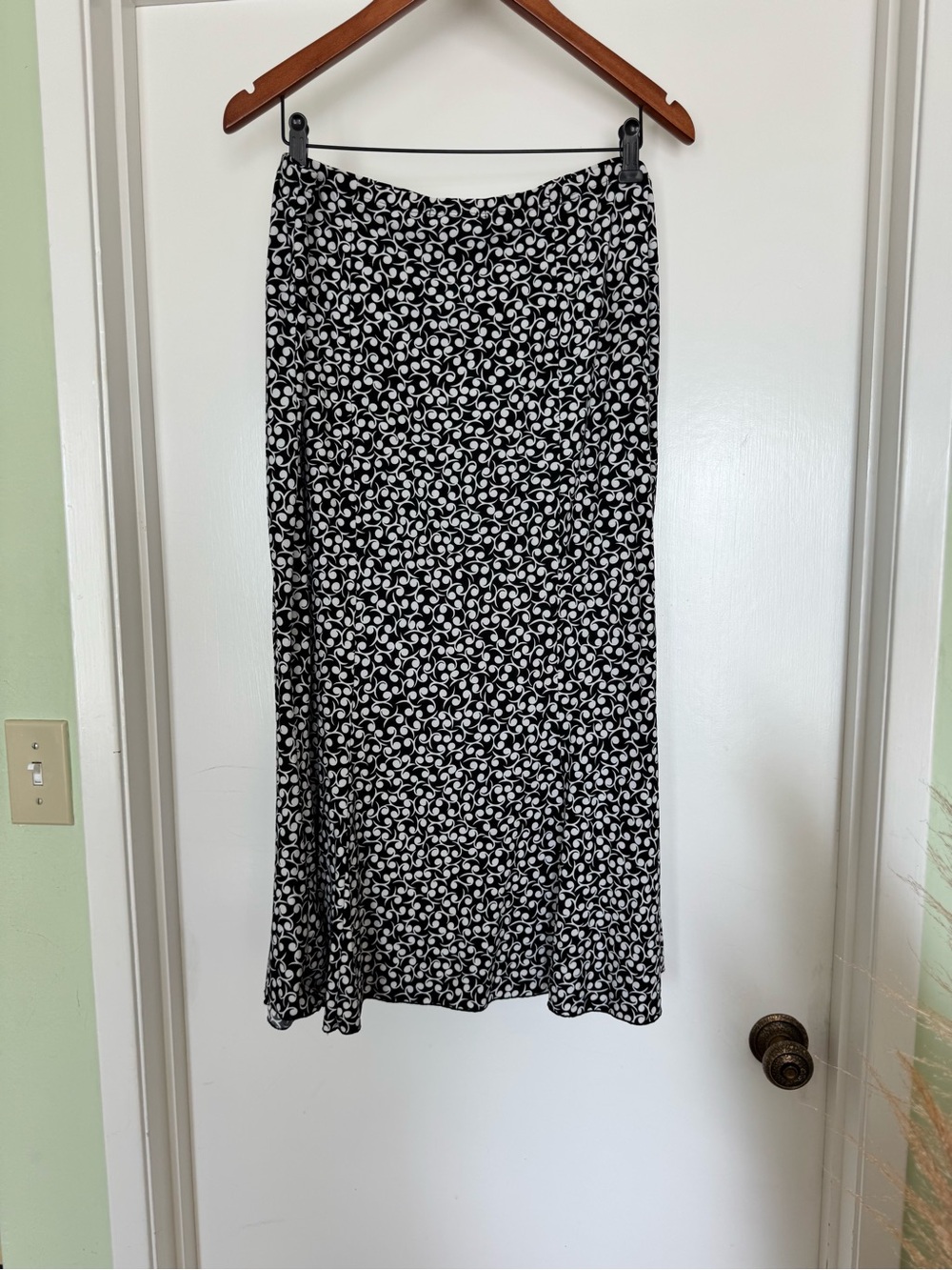 Covington Black and White Printed Midi Skirt